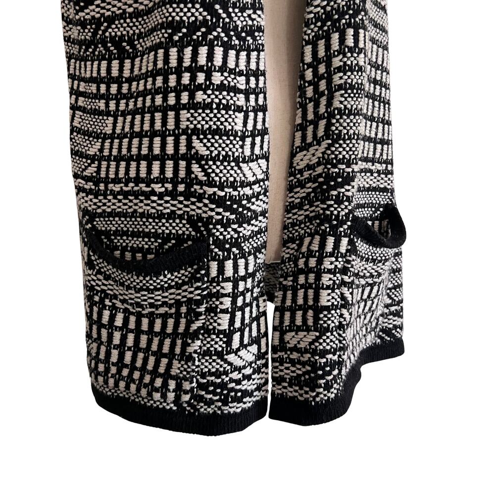 Anthropologie Angel of the North Knit Sweater Vest Black White Open Front MP - Picture 4 of 7